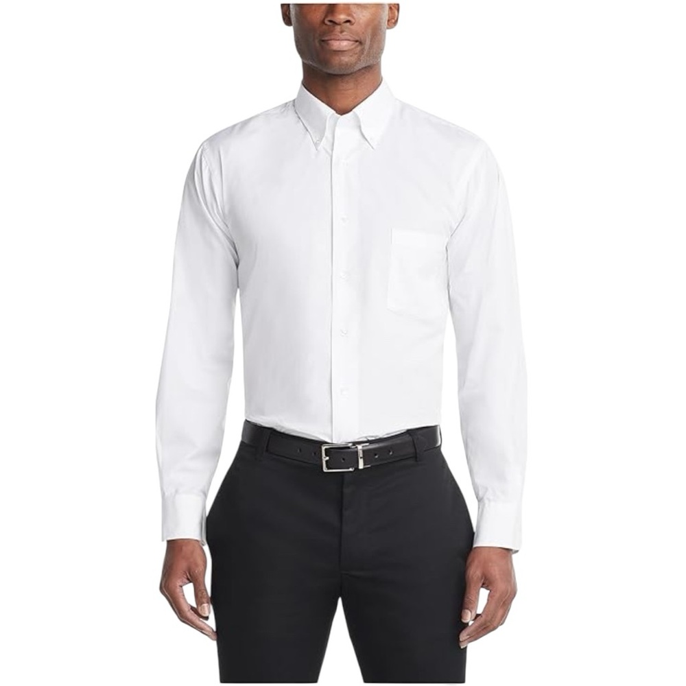 Van Heusen Men's White Dress Shirt - Regular Fit Size 18.5 36/37 2XL!
